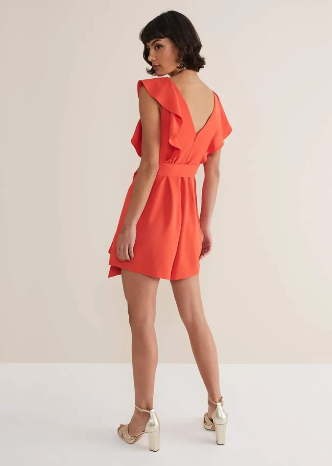 Women Phase Eight Jumpsuits Oaklynn Ruffle Playsuit Vermillion