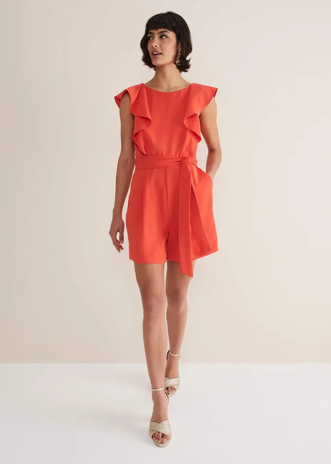 Women Phase Eight Jumpsuits Oaklynn Ruffle Playsuit Vermillion