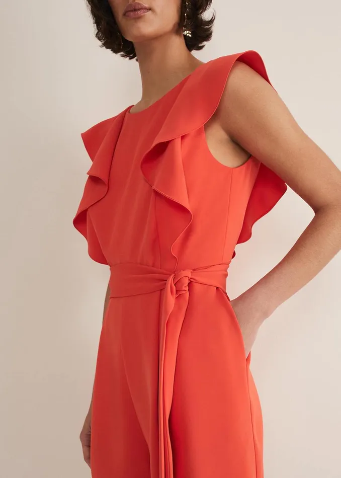 Women Phase Eight Jumpsuits Oaklynn Ruffle Playsuit Vermillion