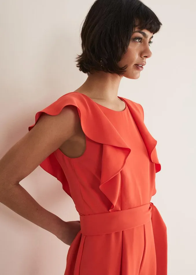 Women Phase Eight Jumpsuits Oaklynn Ruffle Playsuit Vermillion