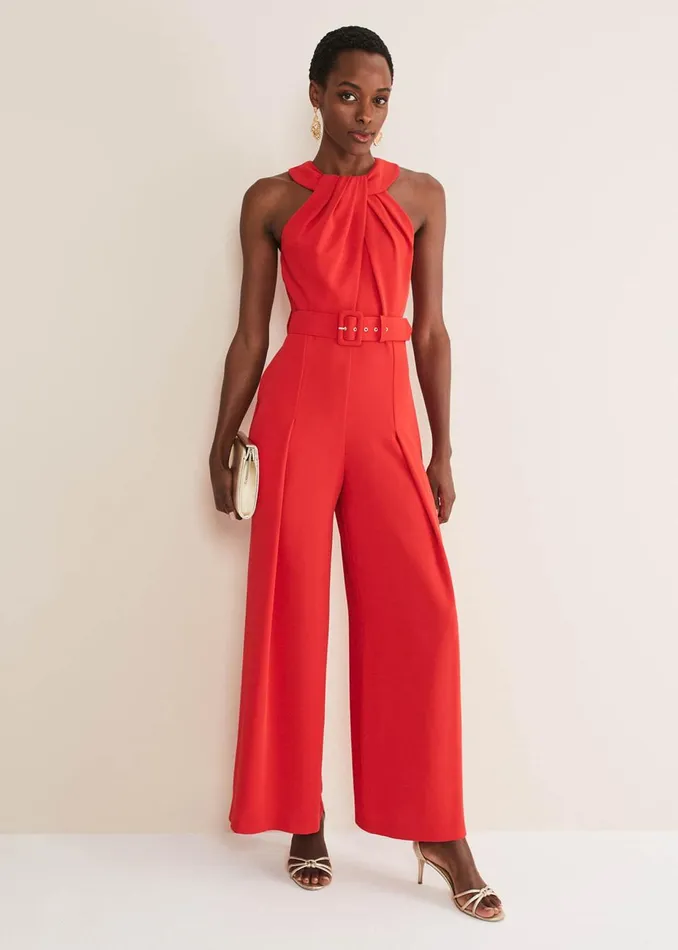 Women Phase Eight Jumpsuits Orla Twist Neck Jumpsuit Fire