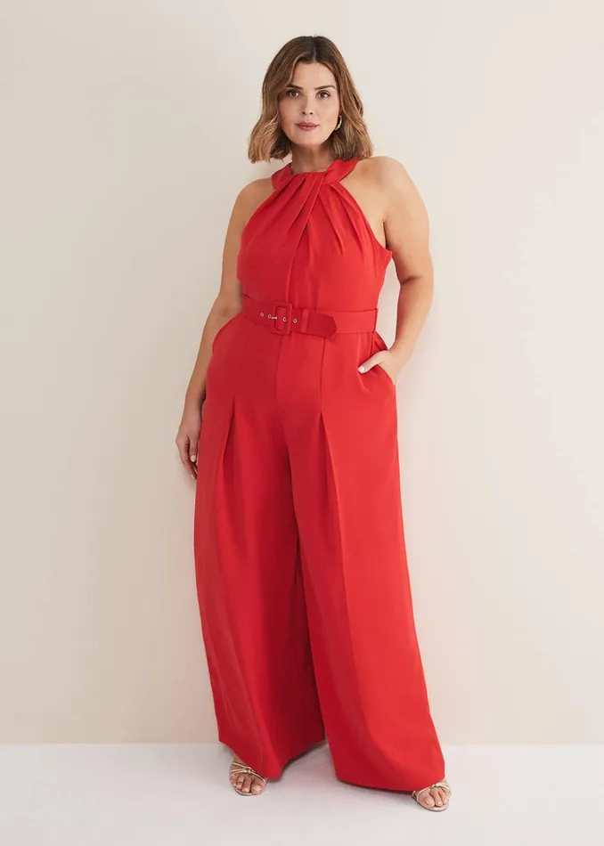 Women Phase Eight Jumpsuits Orla Twist Neck Jumpsuit Fire