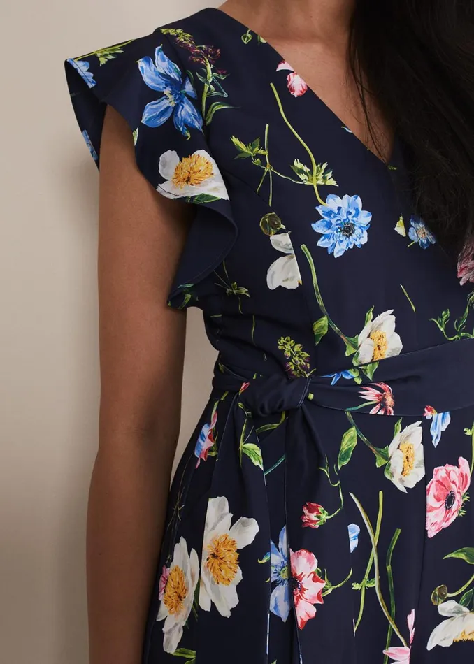 Women Phase Eight Jumpsuits Petite Kallie Floral Wide Leg Jumpsuit Navymulti