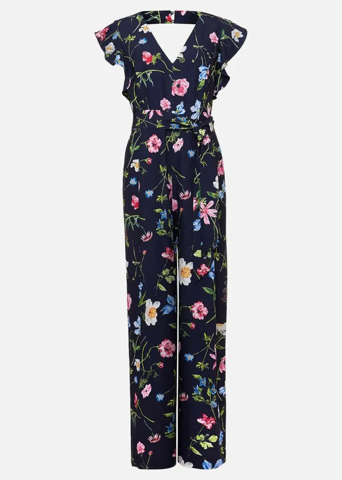Women Phase Eight Jumpsuits Petite Kallie Floral Wide Leg Jumpsuit Navymulti