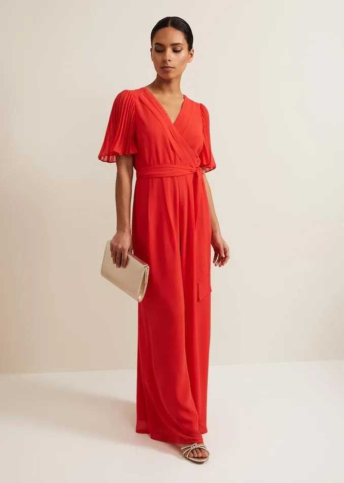 Women Phase Eight Jumpsuits Petite Kendall Pleat Jumpsuit Orange