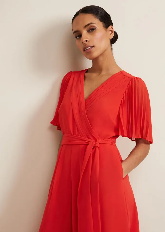 Women Phase Eight Jumpsuits Petite Kendall Pleat Jumpsuit Orange