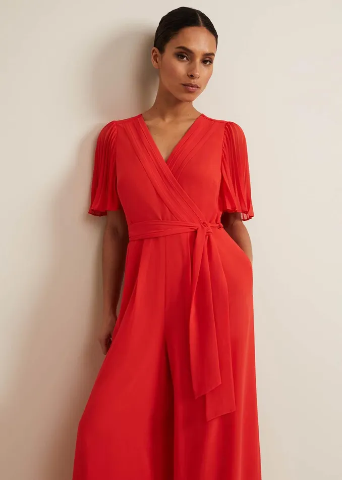 Women Phase Eight Jumpsuits Petite Kendall Pleat Jumpsuit Orange