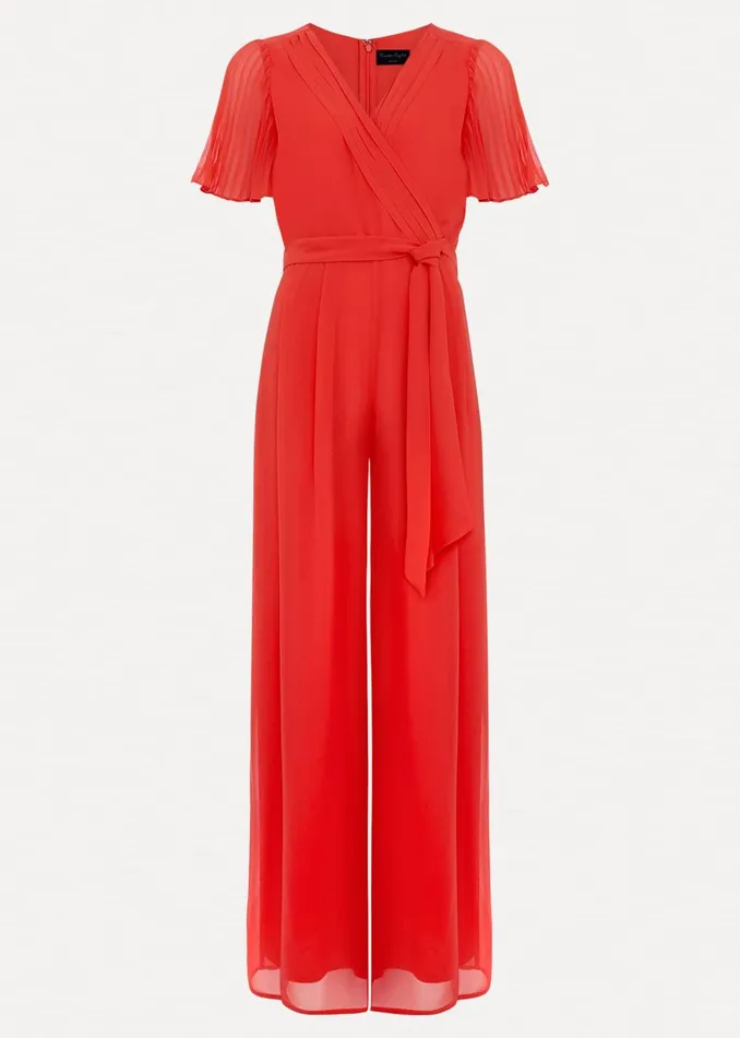 Women Phase Eight Jumpsuits Petite Kendall Pleat Jumpsuit Orange