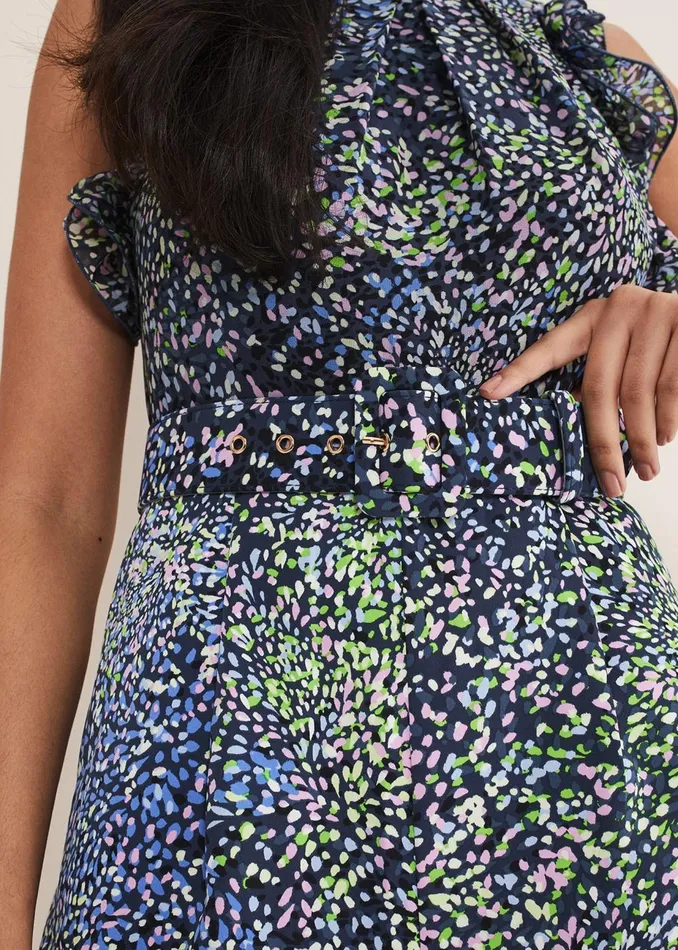 Women Phase Eight Jumpsuits Petite Maggie Ruffle Printed Jumpsuit Navy Multi