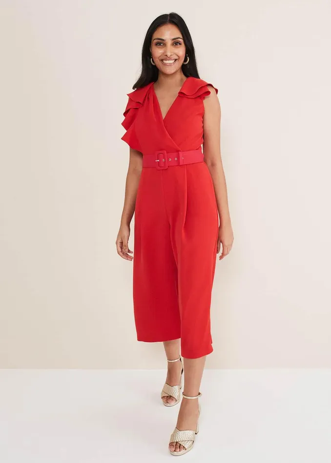 Women Phase Eight Jumpsuits Petite Nicky Ruffle Jumpsuit Fire