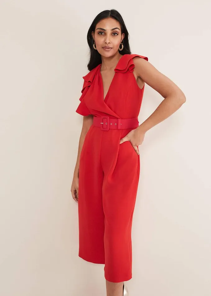 Women Phase Eight Jumpsuits Petite Nicky Ruffle Jumpsuit Fire