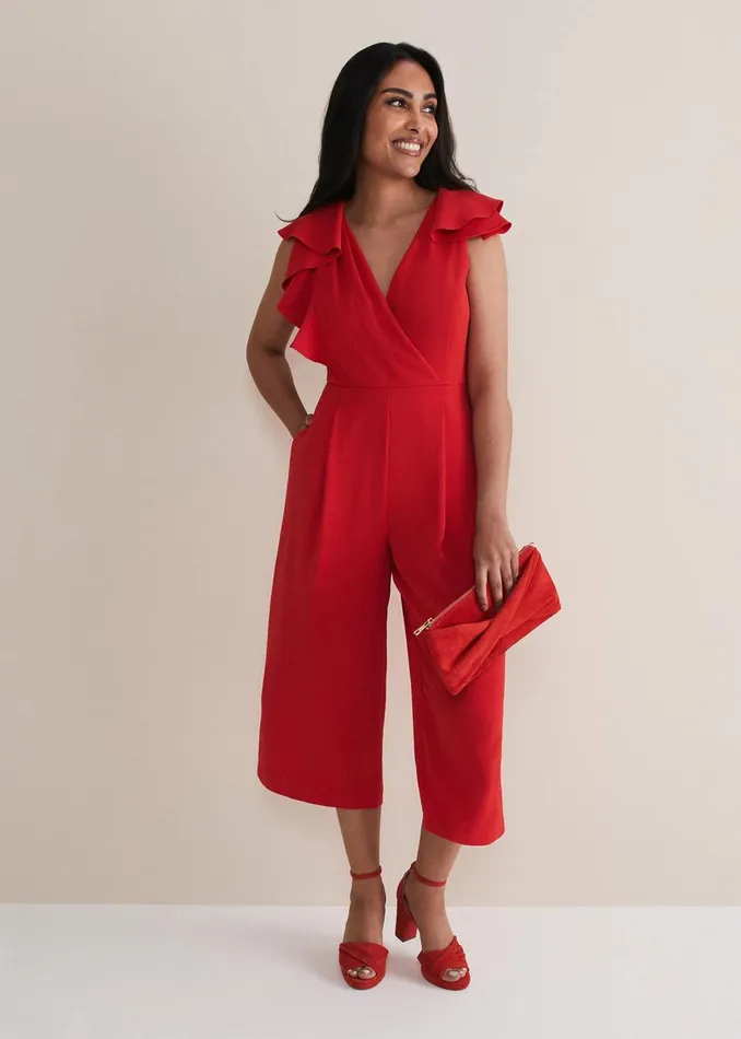 Women Phase Eight Jumpsuits Petite Nicky Ruffle Jumpsuit Fire