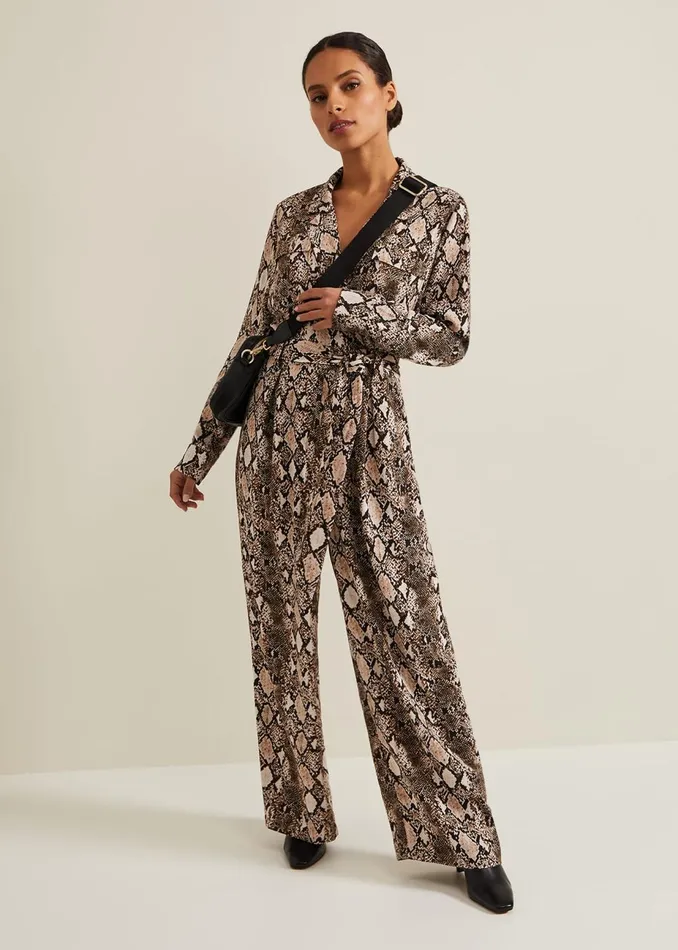 Women Phase Eight Jumpsuits Petite Snake Constance Jumpsuit Brown