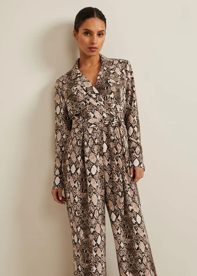 Women Phase Eight Jumpsuits Petite Snake Constance Jumpsuit Brown