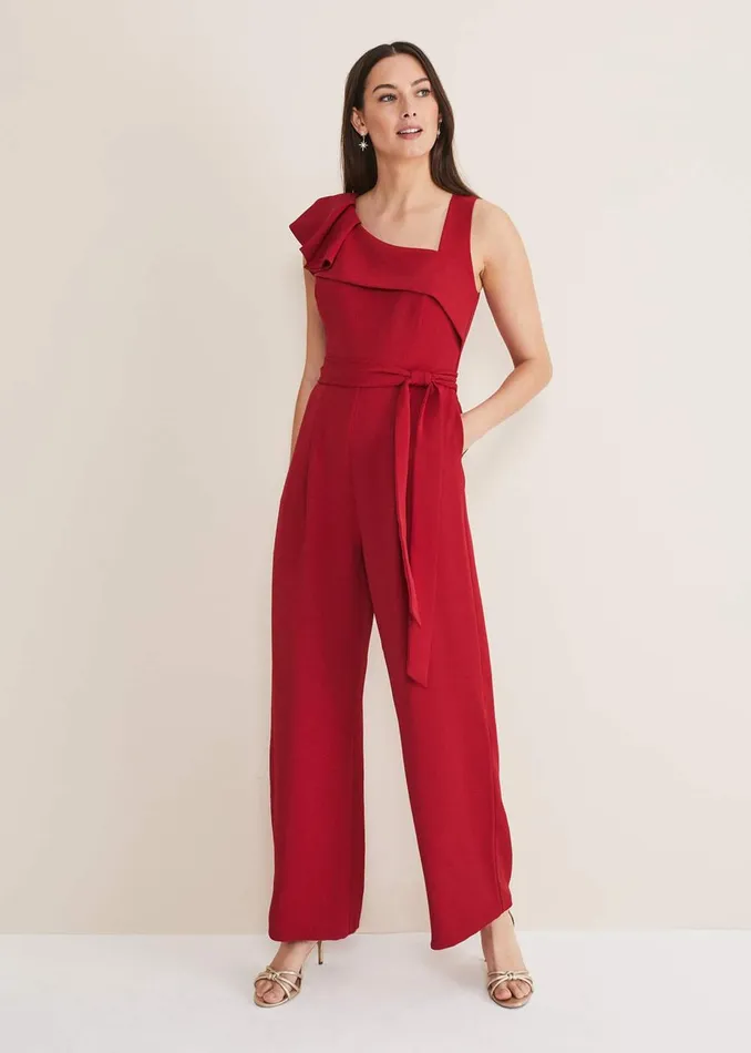 Women Phase Eight Jumpsuits Zelda Belted Jumpsuit Oxblood