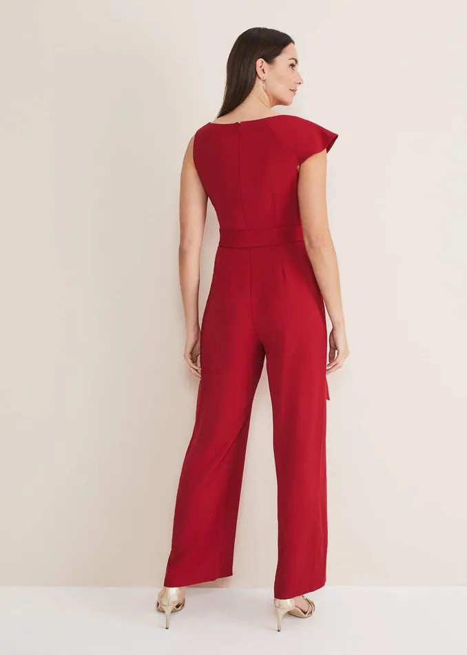 Women Phase Eight Jumpsuits Zelda Belted Jumpsuit Oxblood