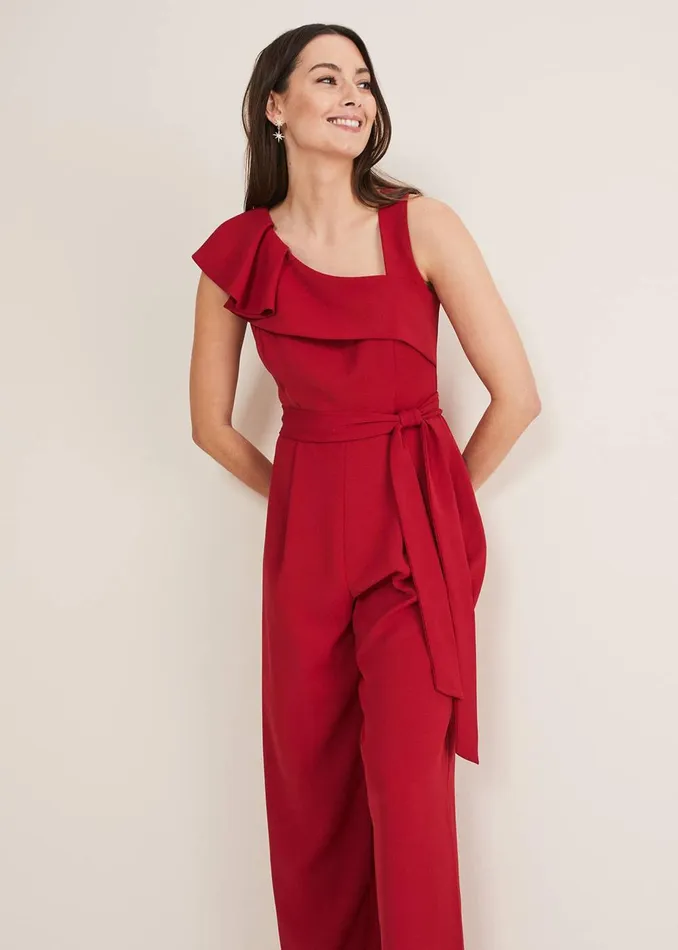 Women Phase Eight Jumpsuits Zelda Belted Jumpsuit Oxblood