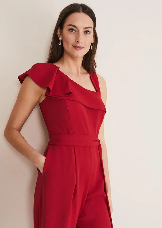 Women Phase Eight Jumpsuits Zelda Belted Jumpsuit Oxblood