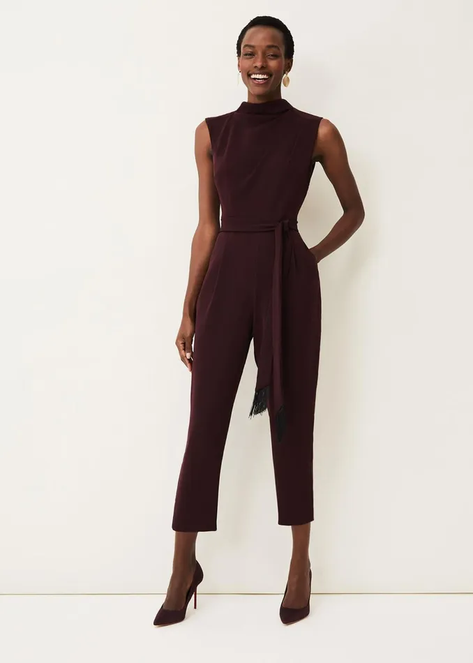 Women Phase Eight Jumpsuits Zinnia Cowl Neck Jumpsuit Wine