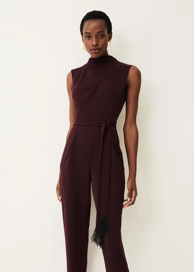 Women Phase Eight Jumpsuits Zinnia Cowl Neck Jumpsuit Wine