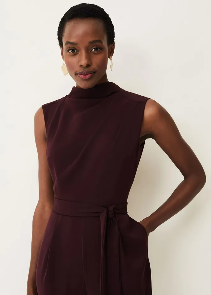 Women Phase Eight Jumpsuits Zinnia Cowl Neck Jumpsuit Wine