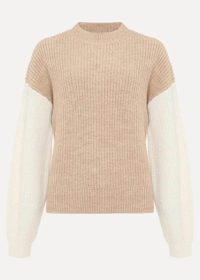 Women Phase Eight Knitwear Adora Colourblock Chunky Jumper Oatmeal
