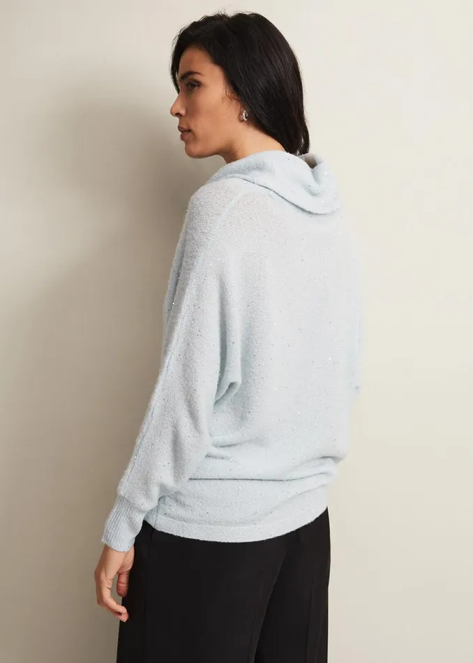 Women Phase Eight Knitwear Bronte Sequin Jumper Soft Blue