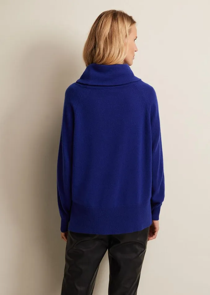 Women Phase Eight Knitwear Cashmere Cowl Neck Jumper Blue