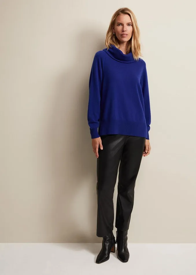 Women Phase Eight Knitwear Cashmere Cowl Neck Jumper Blue