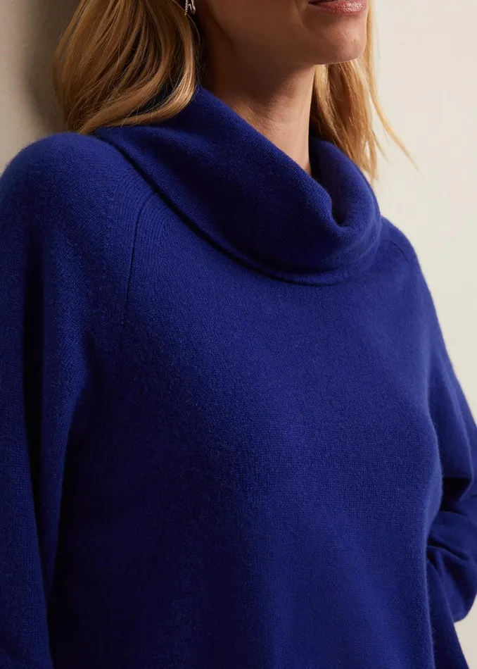 Women Phase Eight Knitwear Cashmere Cowl Neck Jumper Blue