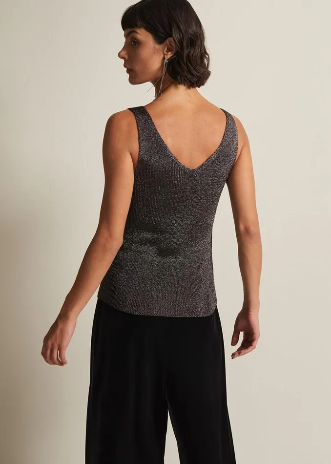 Women Phase Eight Knitwear Cassia Metallic Knitted Vest Gunmetal
