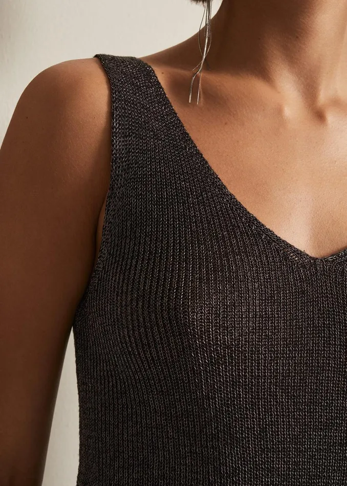 Women Phase Eight Knitwear Cassia Metallic Knitted Vest Gunmetal