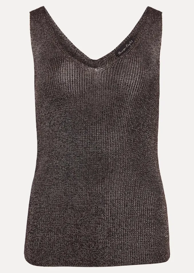 Women Phase Eight Knitwear Cassia Metallic Knitted Vest Gunmetal