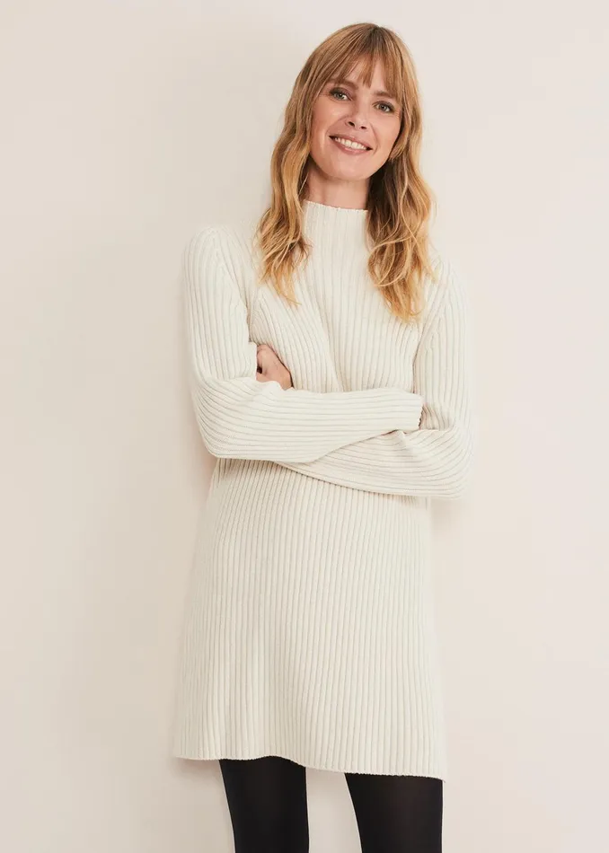 Women Phase Eight Knitwear Catherine Chunky Ribbed Knit Dress Oatmeal