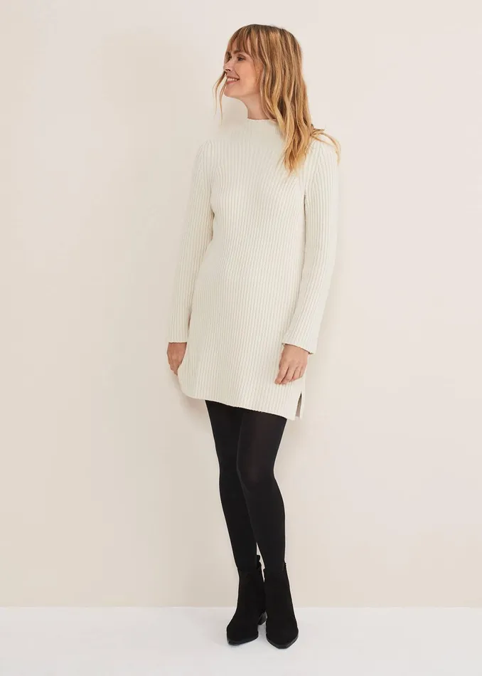 Women Phase Eight Knitwear Catherine Chunky Ribbed Knit Dress Oatmeal