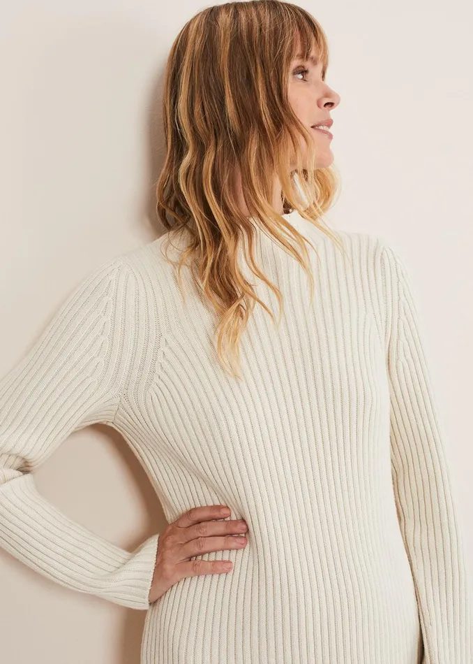 Women Phase Eight Knitwear Catherine Chunky Ribbed Knit Dress Oatmeal