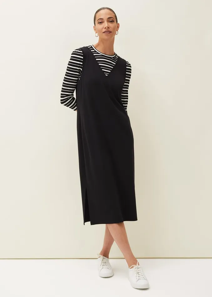 Women Phase Eight Knitwear Catya Two Piece Stripe Top And Dress Black