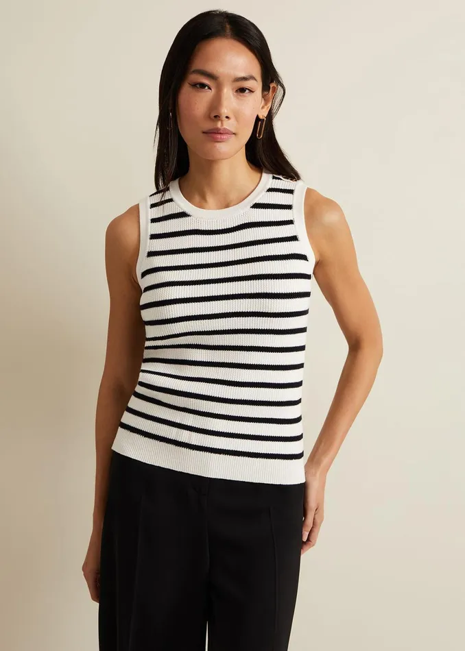 Women Phase Eight Knitwear Chloe Stripe Vest Ivorynavy