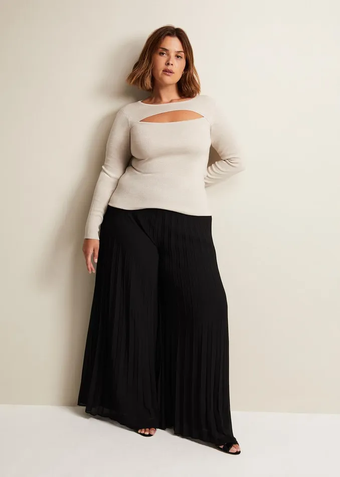 Women Phase Eight Knitwear Ciara Cut Out Lurex Knitted Top Neutral