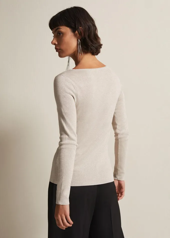 Women Phase Eight Knitwear Ciara Cut Out Lurex Knitted Top Neutral