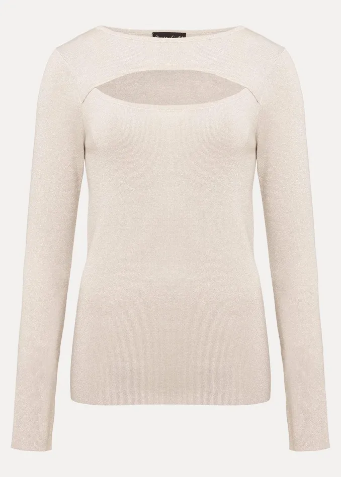 Women Phase Eight Knitwear Ciara Cut Out Lurex Knitted Top Neutral