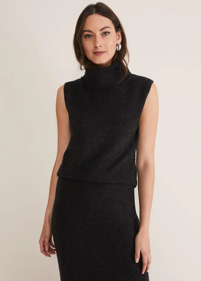 Women Phase Eight Knitwear Cindy Sleeveless Knit CoOrd Top Charcoal