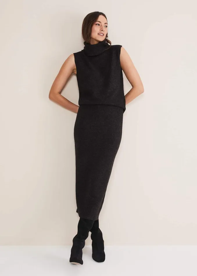 Women Phase Eight Knitwear Cindy Sleeveless Knit CoOrd Top Charcoal