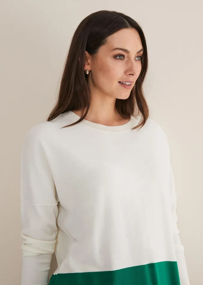 Women Phase Eight Knitwear Cleo Colour Block Knit Greenneutral
