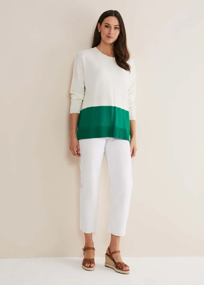 Women Phase Eight Knitwear Cleo Colour Block Knit Greenneutral