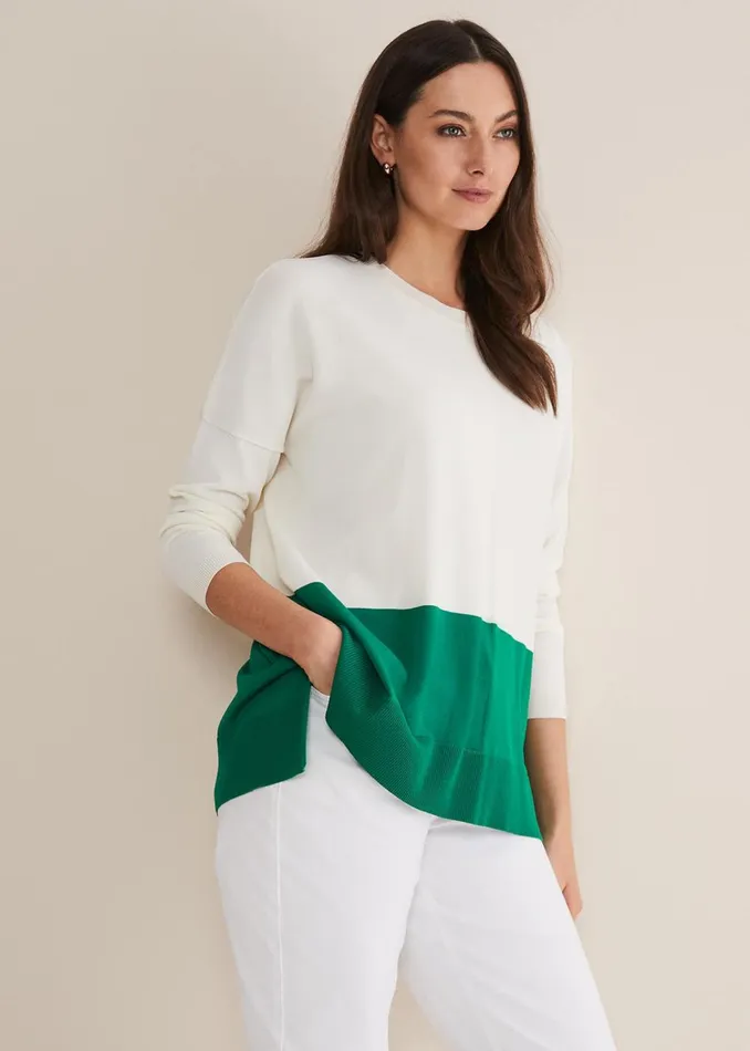 Women Phase Eight Knitwear Cleo Colour Block Knit Greenneutral