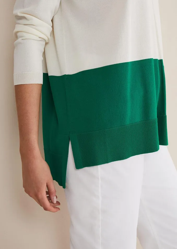 Women Phase Eight Knitwear Cleo Colour Block Knit Greenneutral