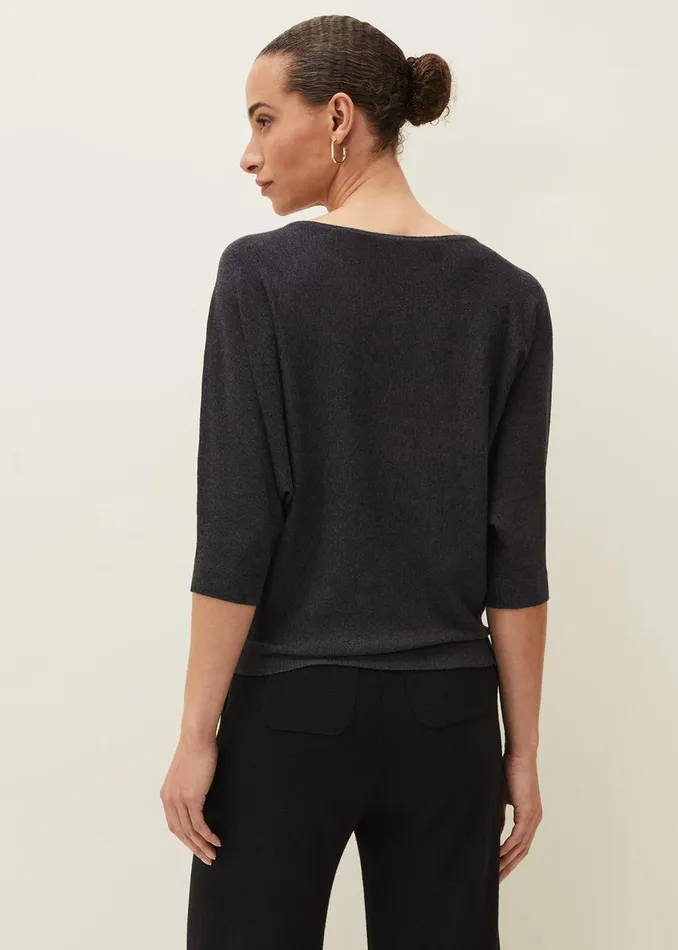 Women Phase Eight Knitwear Cristine Batwing Fine Knit Jumper Charcoal