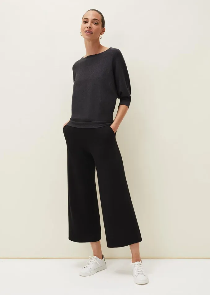 Women Phase Eight Knitwear Cristine Batwing Fine Knit Jumper Charcoal