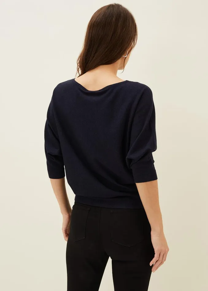 Women Phase Eight Knitwear Cristine Batwing Fine Knit Jumper Navy